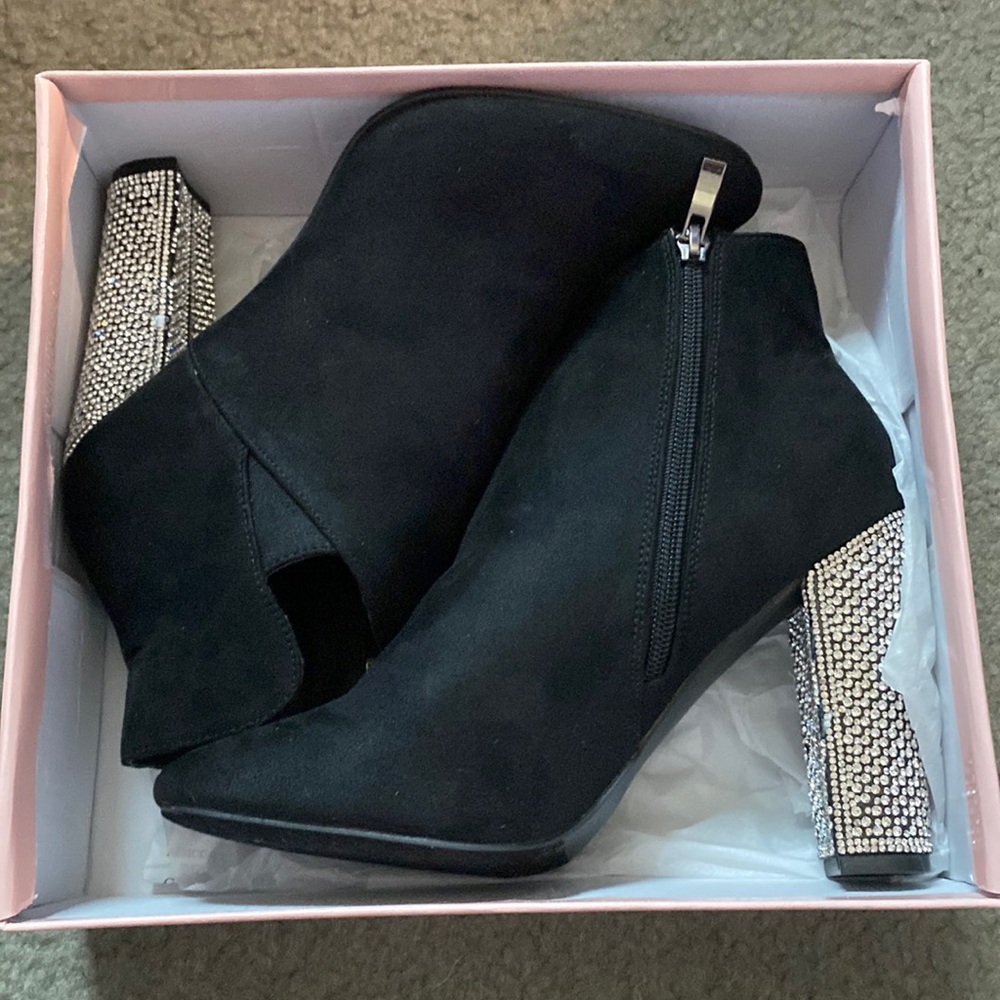 Rhinestone high heel booties